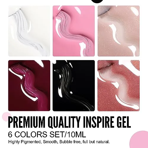 YOKEFELLLOW UV Gel Nagellack Set, 6PCS 10ml Gellack Nude Rosa Set,Semi Permanent Gel Nägel,Soak Off LED Kunst Maniküre Salon
