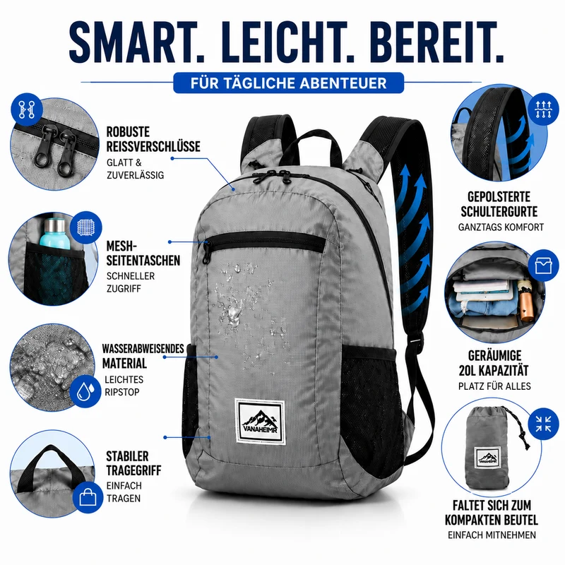 Camp Basel | Compactrek Faltbarer 20L Outdoor-Tagesrucksack