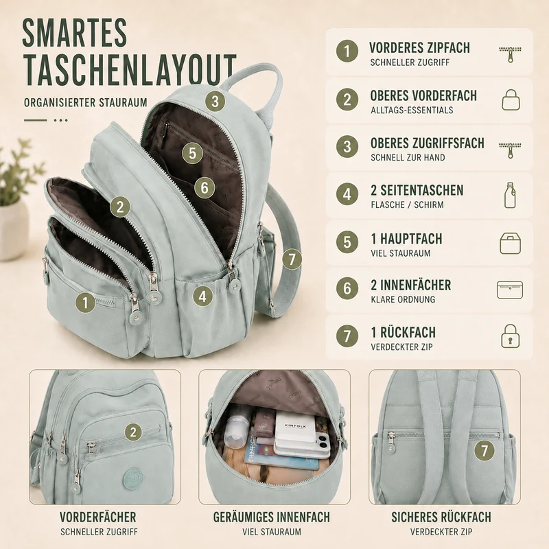 Camp Basel | Vellora Kompakter Nylon-Minirucksack
