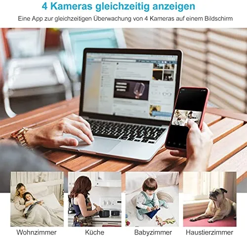 Little elf Überwachungskamera, [2023 Neu] Babyphone mit Kamera mit Bewegungserkennung, Nachtsicht, Zwei-Wege-Audio, 360 Grad Kamera Überwachung Innen, 1080P WLAN Kamera, Hunde Kamera mit APP, Alexa
