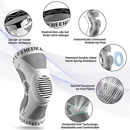 NEENCA kniebandage, Komprimierte Kniebandagen für Männer Frauen mit Patella Gel Pads & Seitenstabilisatoren Kniestütze,Medizinischer Knieschützer für Laufen, Meniskusriss,ACL,Arthritis