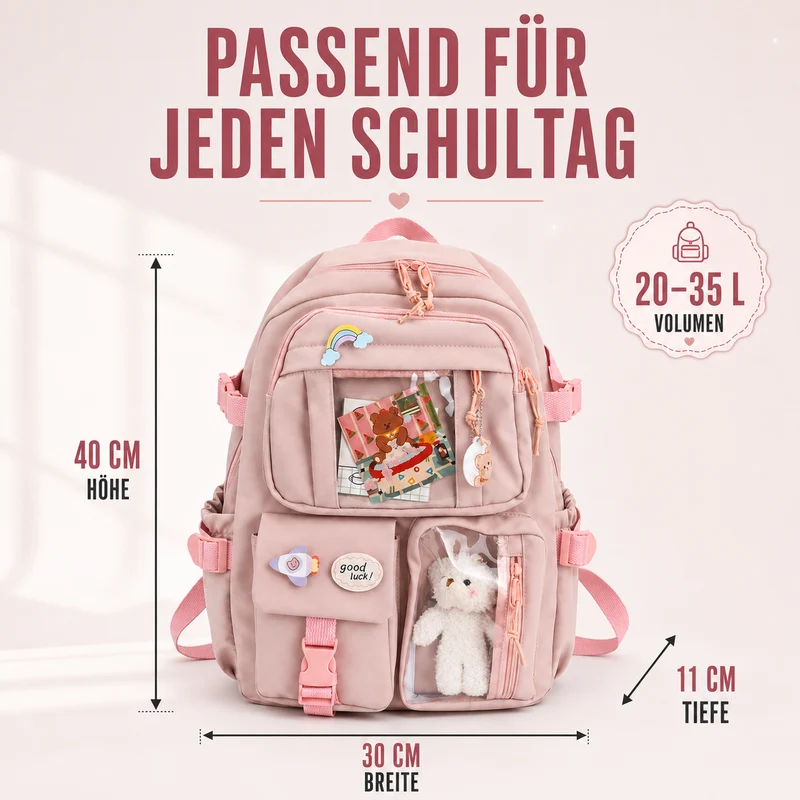 Camp Basel | Lilacory Preppy-Stil Schüler-Rucksack