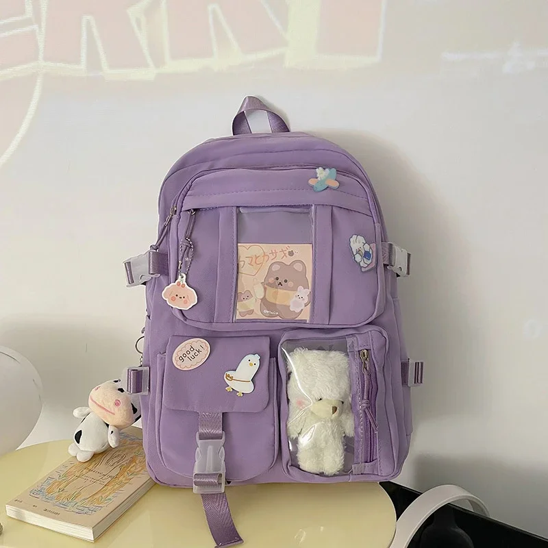 Camp Basel | Lilacory Preppy-Stil Schüler-Rucksack