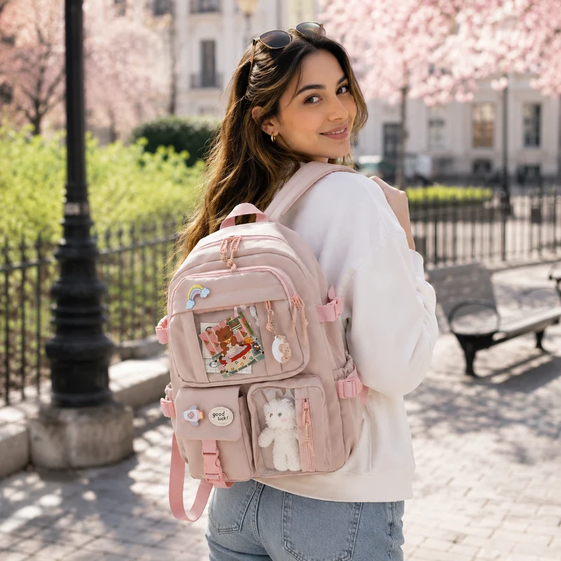 Camp Basel | Lilacory Preppy-Stil Schüler-Rucksack