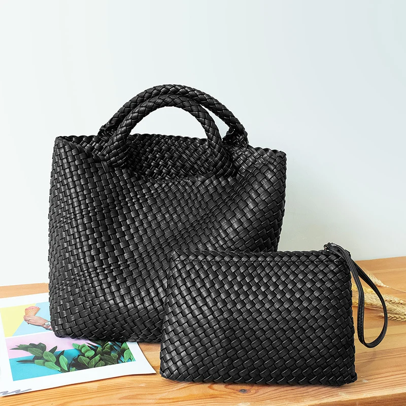 Elegante gewebte Handtasche mit abnehmbarer Clutch Skanto