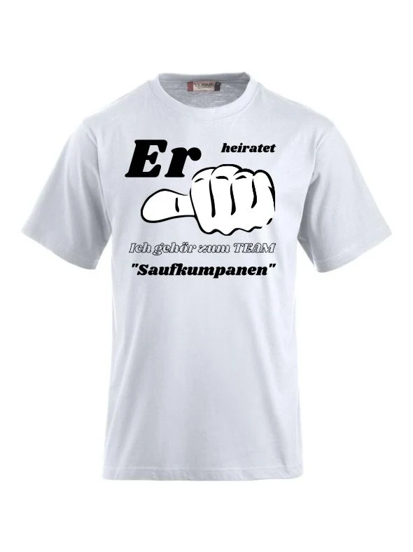 T-Shirts bedrucken Er heiratet ich gehör zum Team
