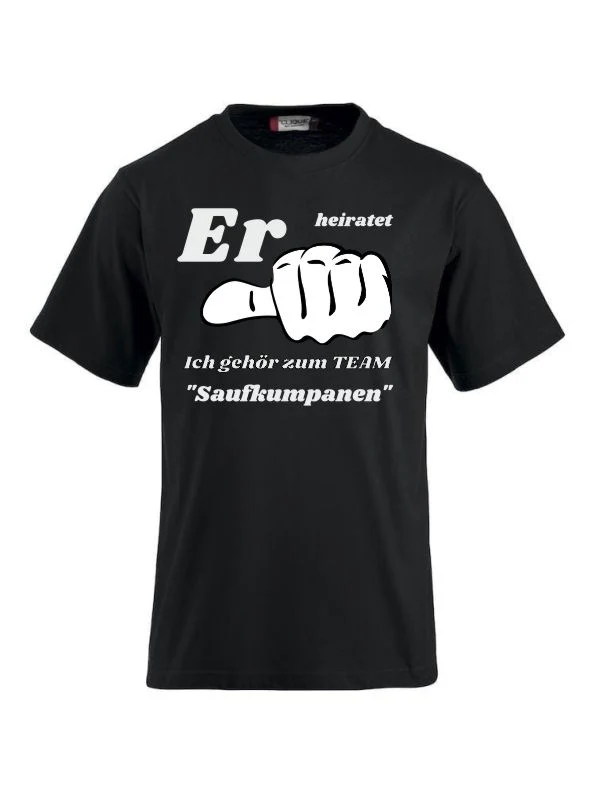 T-Shirts bedrucken Er heiratet ich gehör zum Team