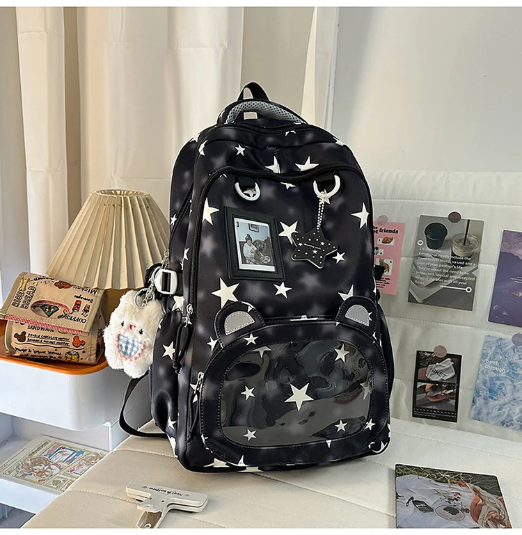 Mehrfächer-Schulrucksack mit Sternenmuster