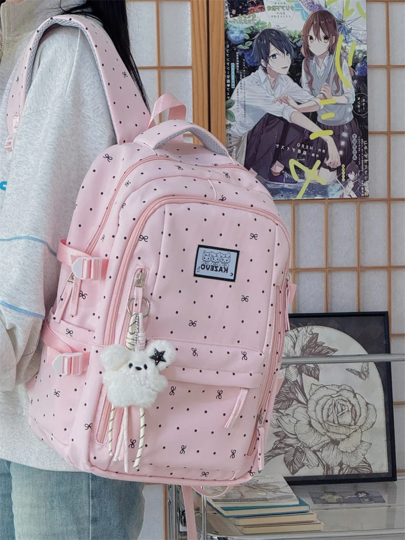 Mehrfächer-Schulrucksack mit geometrischem Muster