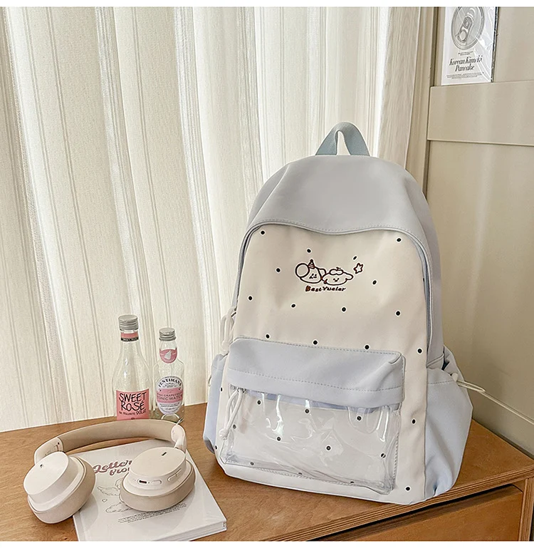 Niedlicher Schulrucksack mit transparentem Panel