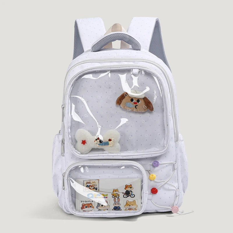 Niedlicher transparenter Schulrucksack mit Charakter-Motiv