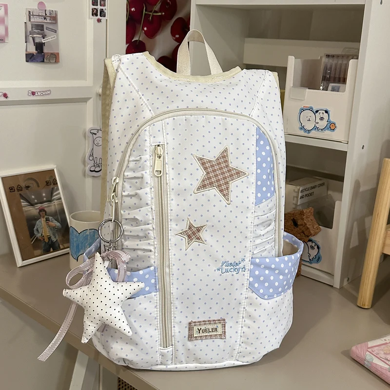Niedlicher Schulrucksack mit Sternenprint und Rüschen