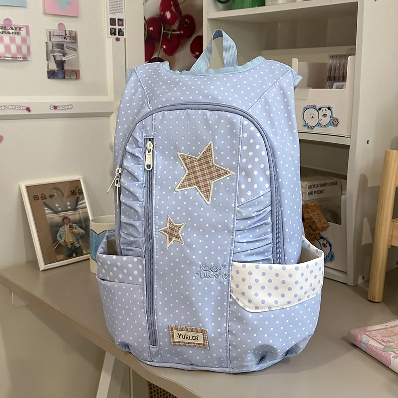 Niedlicher Schulrucksack mit Sternenprint und Rüschen