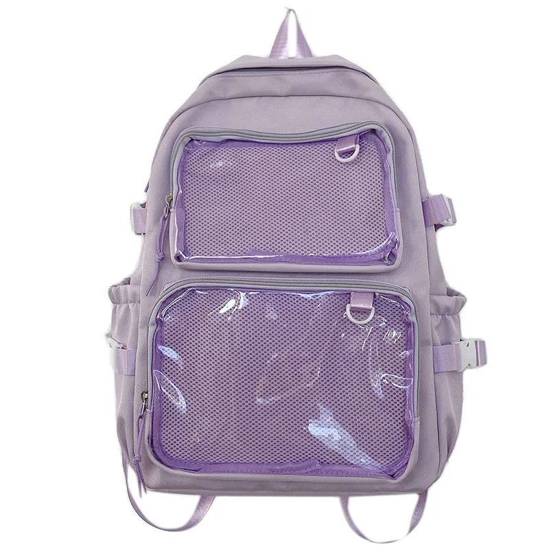 Mehrfächer-Schulrucksack mit transparentem Netz
