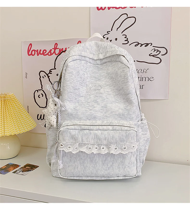 Niedlicher Freizeit-Schulrucksack mit Spitzenbesatz