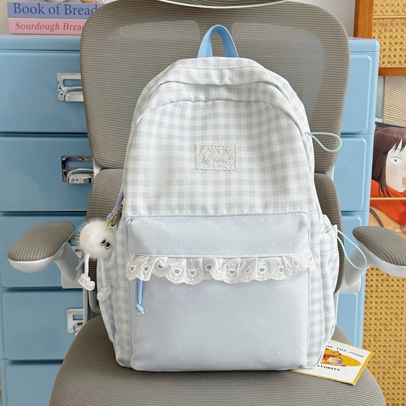 Süßer Schulrucksack mit Karomuster