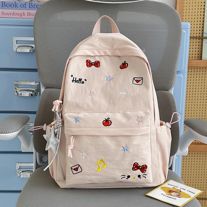 Niedlicher Schulrucksack mit Cartoon-Stickerei