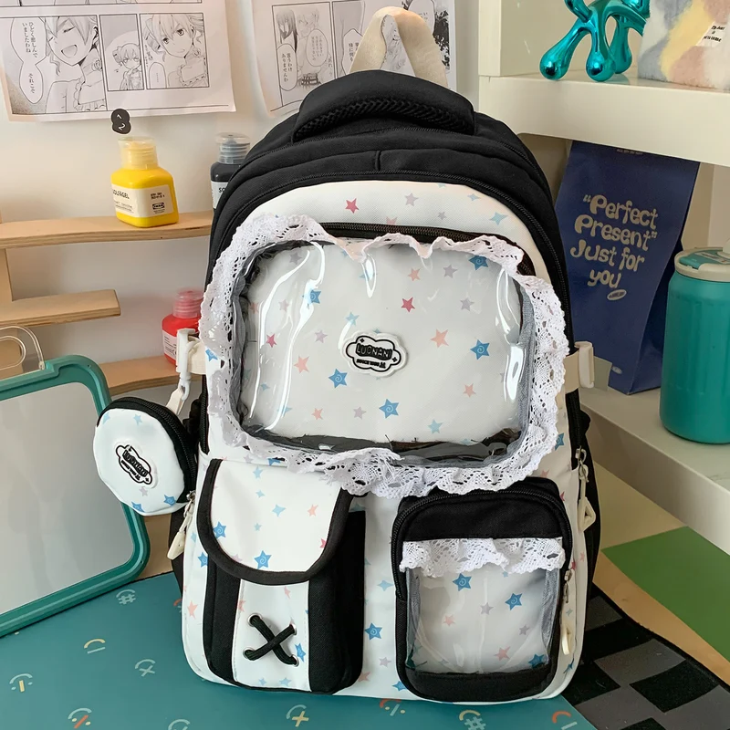 Niedlicher Schulrucksack mit Charakter-Print