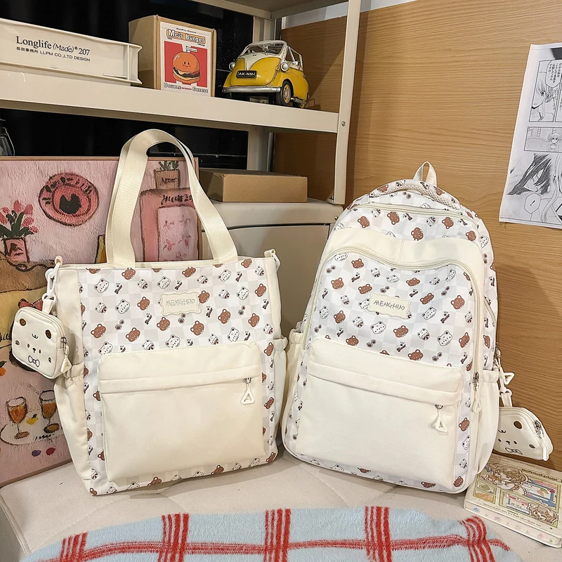 Schulrucksack im Cartoon-Stil mit vielen Taschen