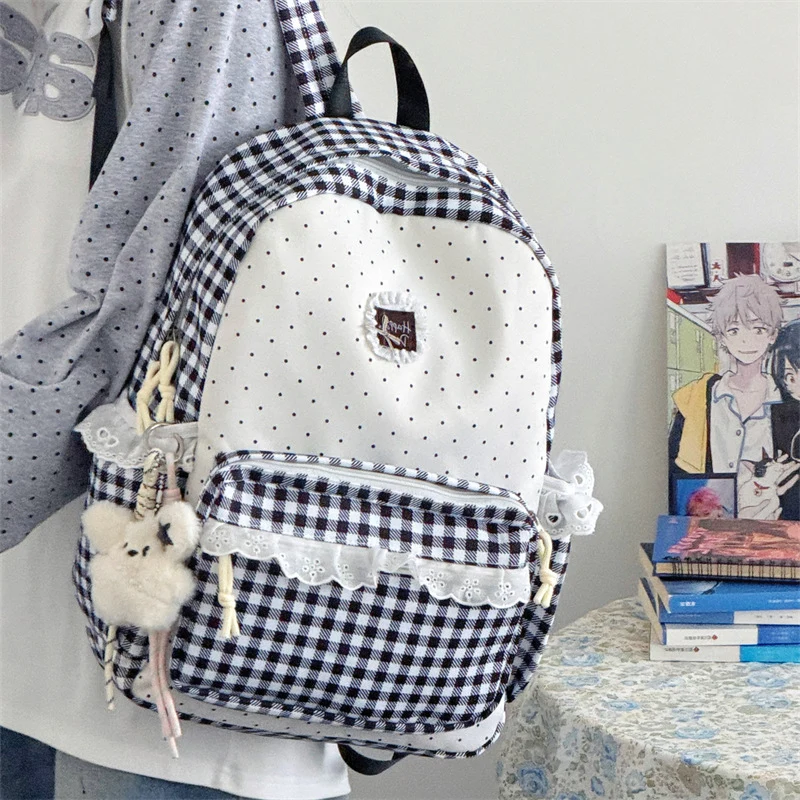 Charmanter Vichy-Schulrucksack