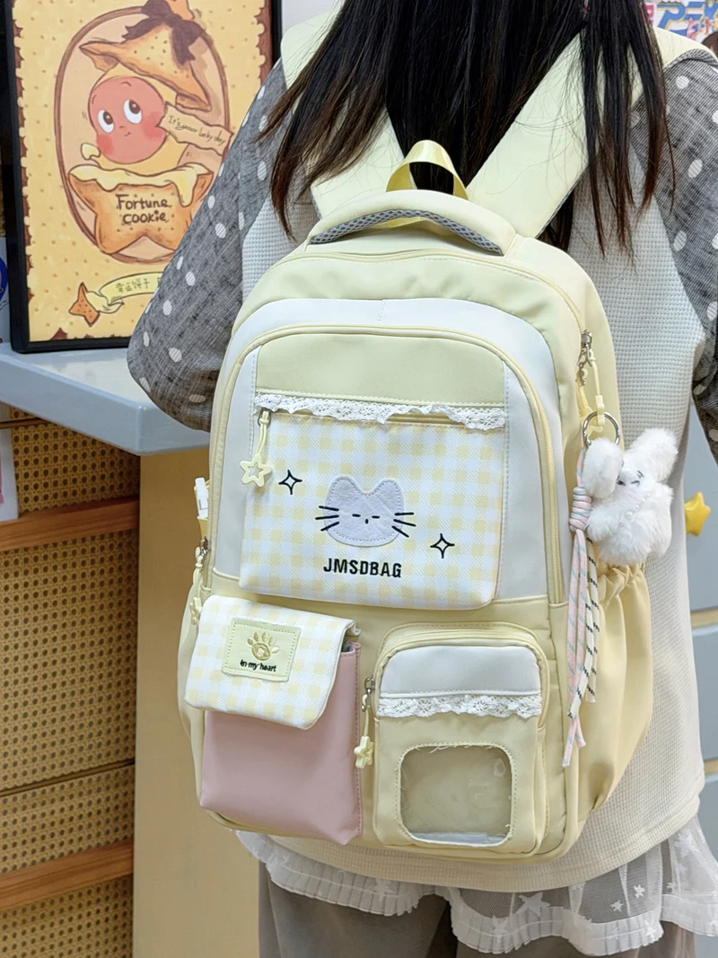 Anime-inspirierter Schulrucksack mit Katzenmotiv