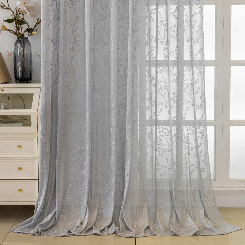 WoFloral Bestickter transparenter Vorhang Skanto