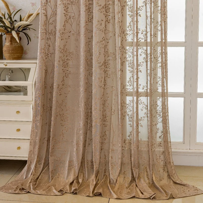 WoFloral Bestickter transparenter Vorhang Skanto