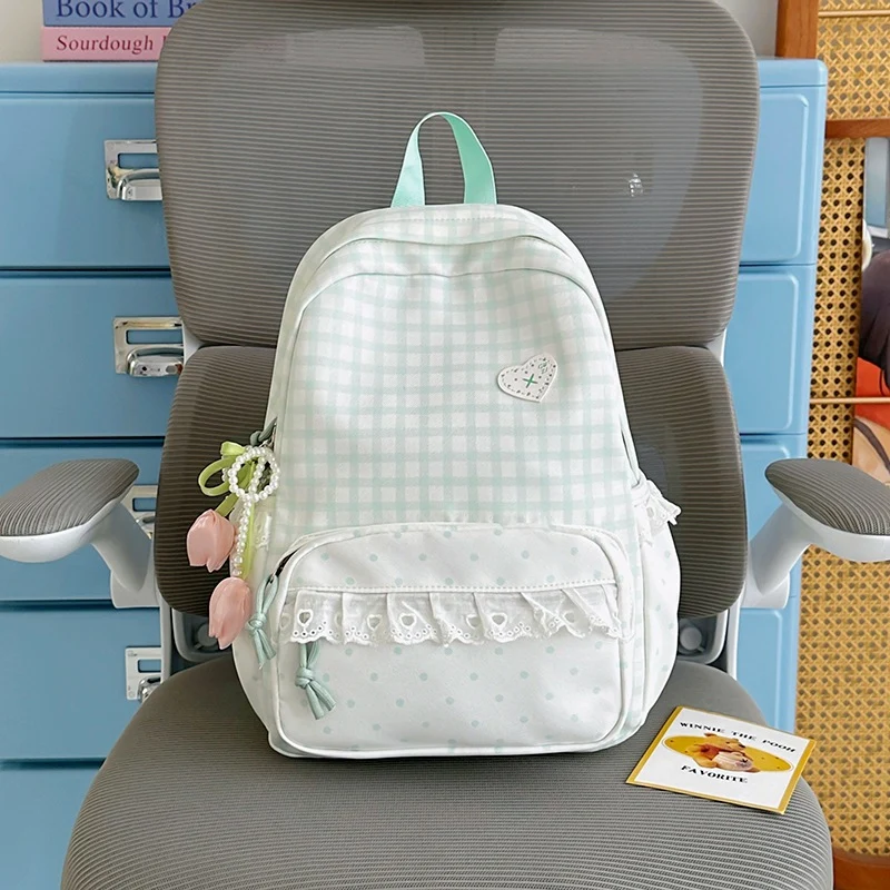 Charmanter Schulrucksack mit Vichy-Muster