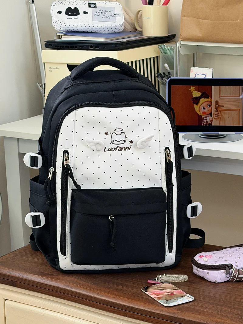 Multifunktionaler Schulrucksack mit Polka Dots