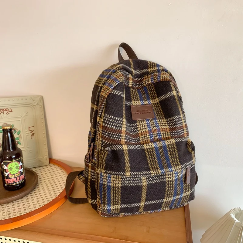 Gemütlicher Karierter Schulrucksack