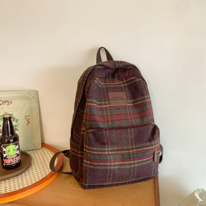 Gemütlicher Karierter Schulrucksack