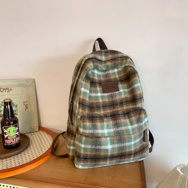 Gemütlicher Karierter Schulrucksack