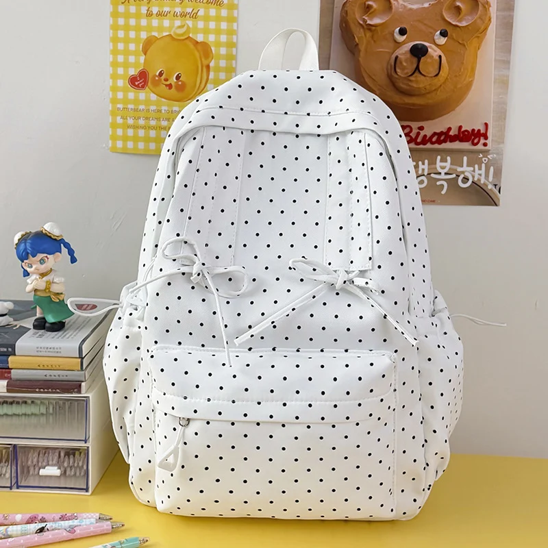 K Lässige Schultasche mit Polka-Dot-Muster