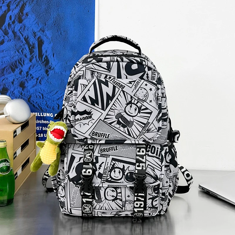 Schulrucksack mit Grafikdruck und hoher Kapazität
