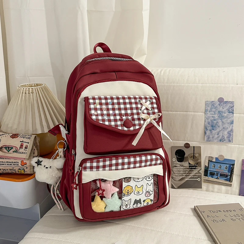 Stylischer Karo-Schulrucksack