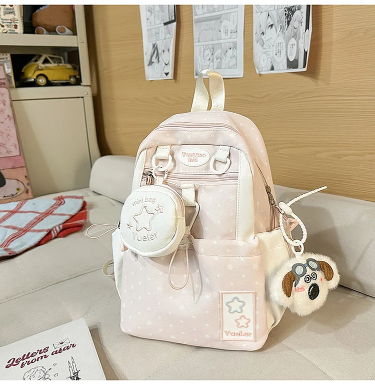 Schulrucksack mit Sternenprint und hoher Kapazität