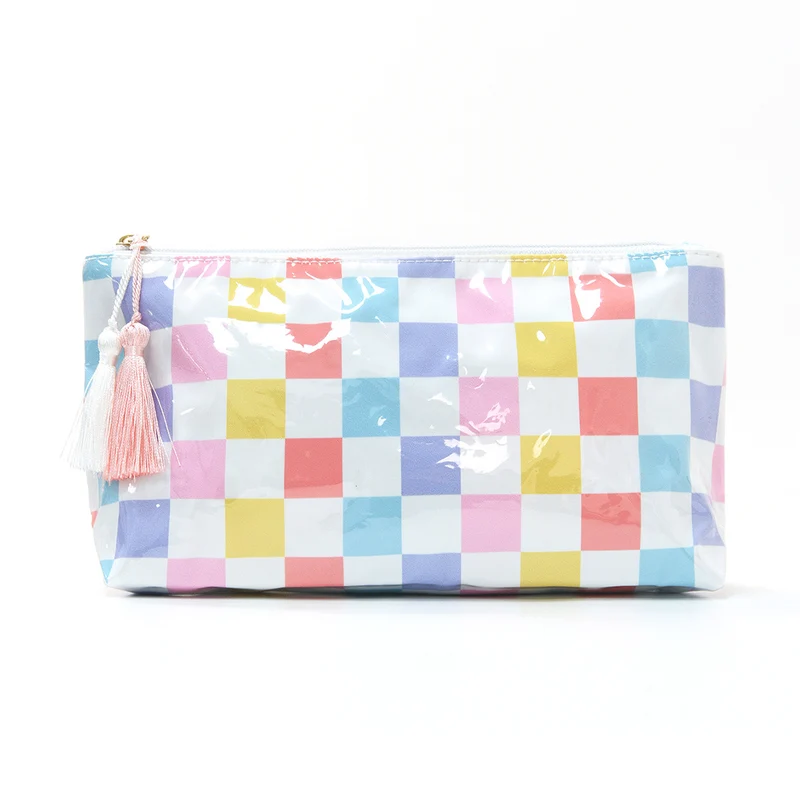 Kosmetiktasche mit farbenfrohem Karomuster Skanto