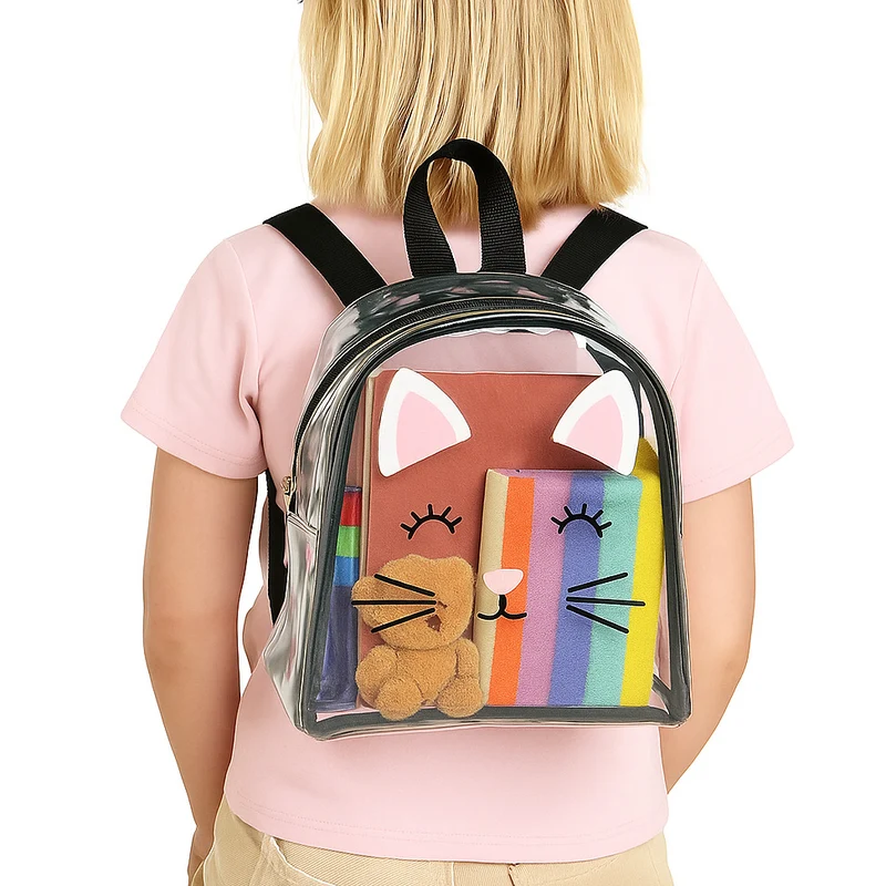 Transparenter Rucksack mit verspieltem Katzenmotiv Skanto