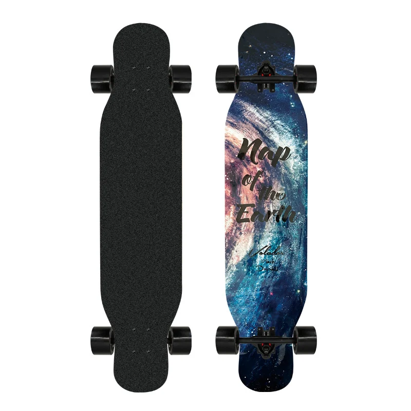 Longboard Skanto mit künstlerischem Löwen-Emblem