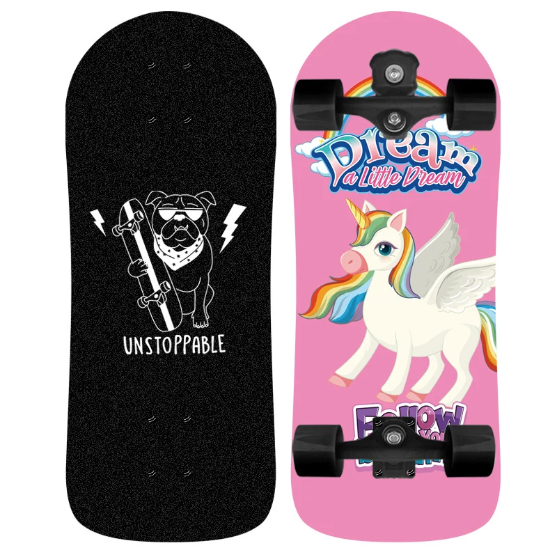 Skateboard Skanto mit Einhorn-Grafik