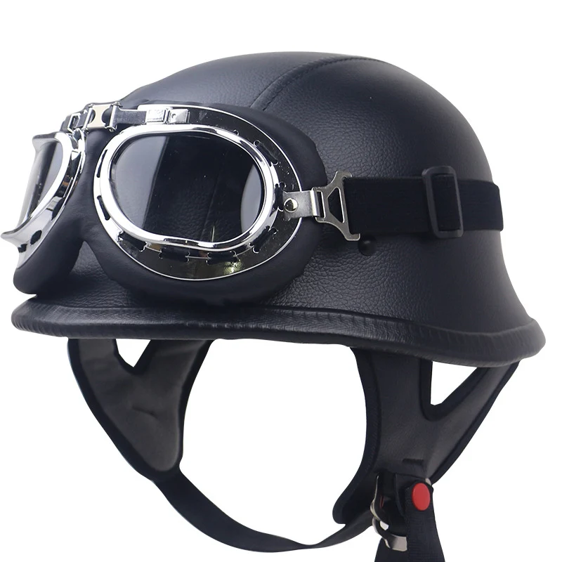 Klassischer Carbonfaser-Motorradhelm mit Brille Skanto