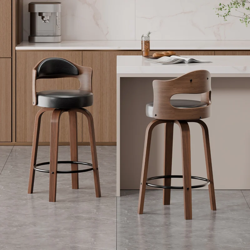 Moderner Barhocker mit einzigartigem Holzdesign und drehbarem Sitz Skanto