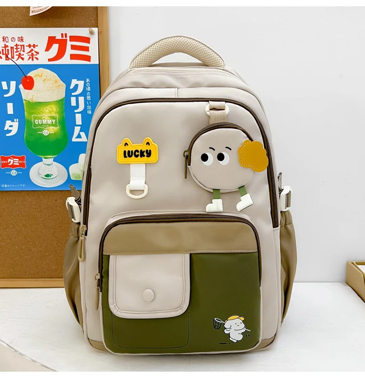 Niedlicher Schulrucksack mit Charakter-Design und mehreren Fächern Skanto