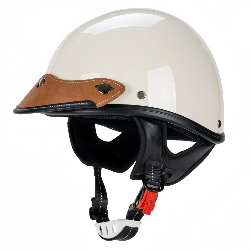 Motorradhelm mit Vintage-Lederbesatz Skanto
