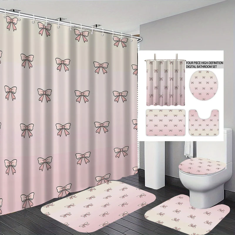 Digitales Badezimmer-Deko-Set mit Schleifenmuster Skanto