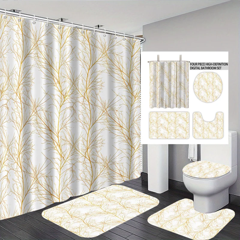 Digitales Badezimmer-Deko-Set mit Botanik-Motiv Skanto
