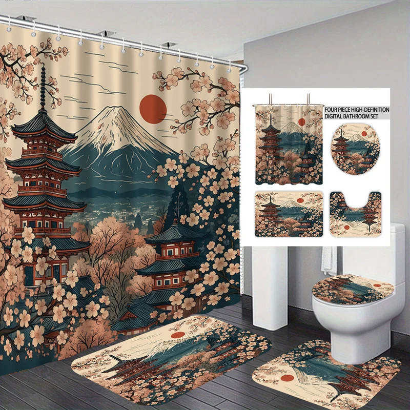 4-teiliges digitales Badezimmer-Set im Katzen-Design Skanto