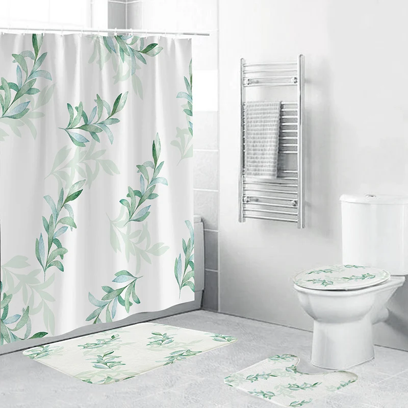 Badezimmer-Set mit tropischen Pflanzen Skanto