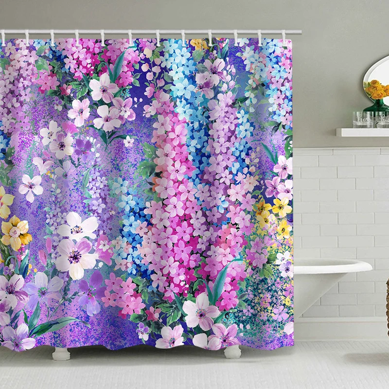 Duschvorhang mit Blumenmotiv-Inspiration Skanto