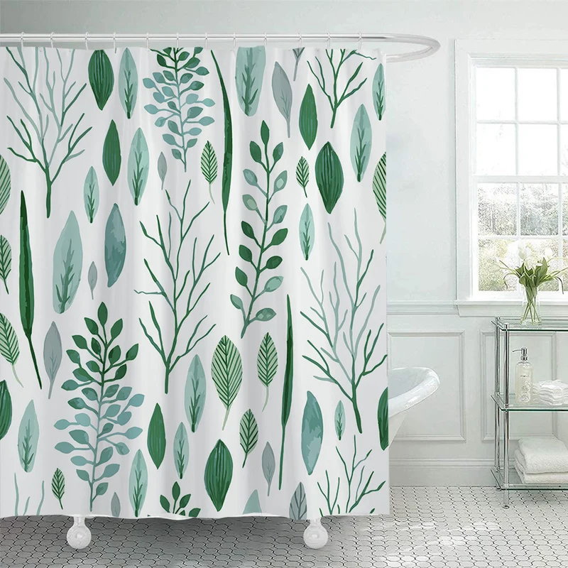 Duschvorhang mit botanischer Illustration Skanto